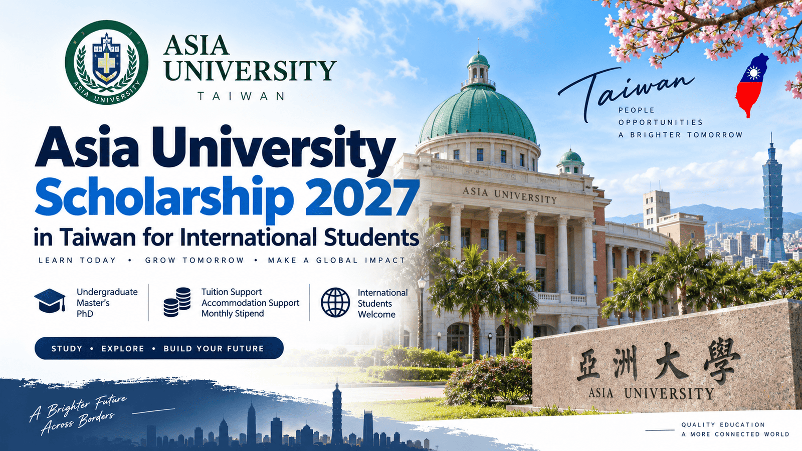 Asia University Scholarship 2027 in Taiwan for International Students
